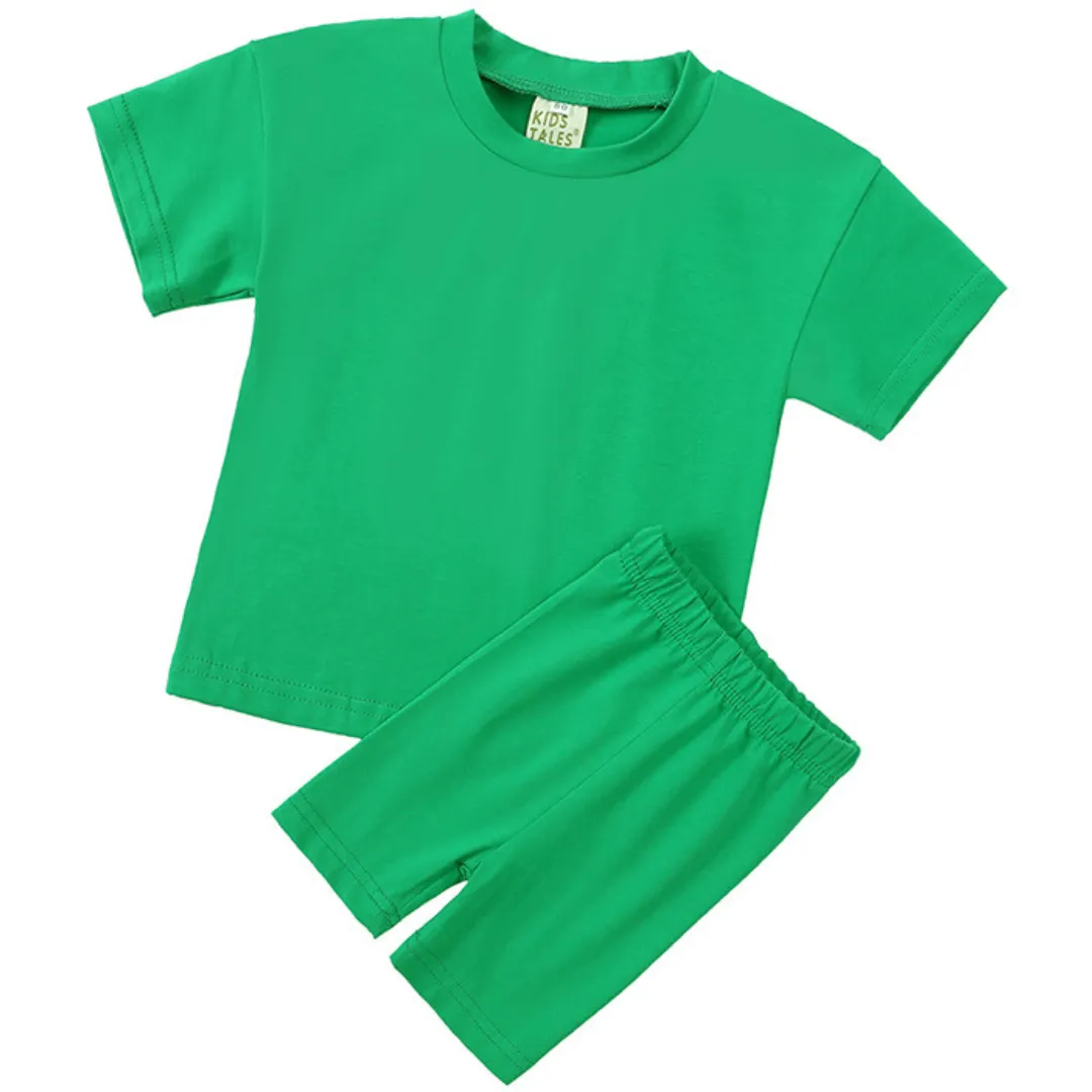 Kids Tales Children's Cycling Shorts Set - Green