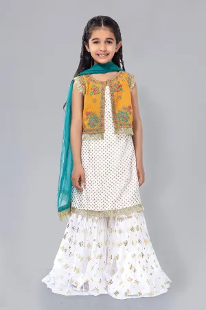 Kids White Gharara Dress for Eid #N9030
