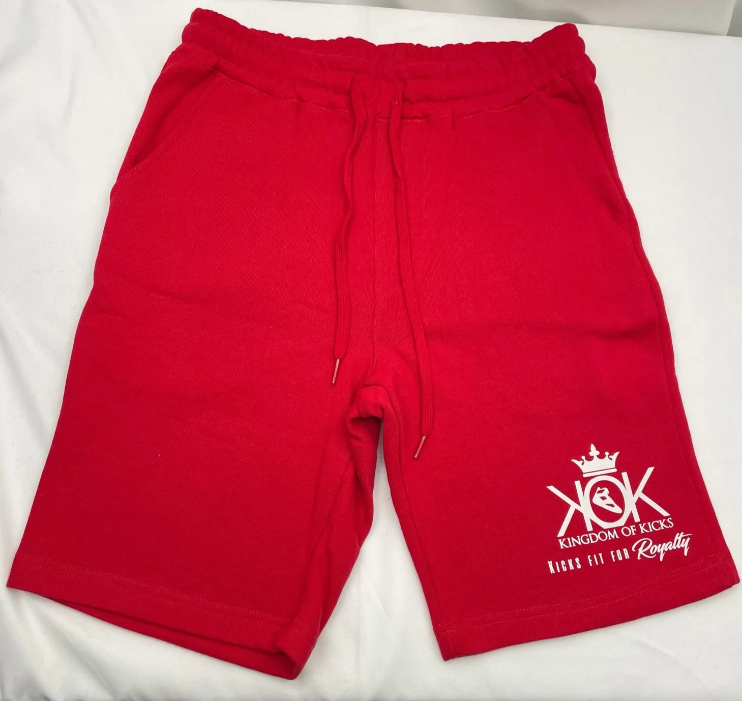 KOK White Logo Shorts Red