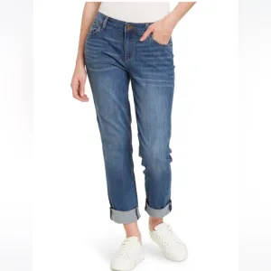 KUT from the Kloth Carrie Roll Cuff Boyfriend Straight Jeans