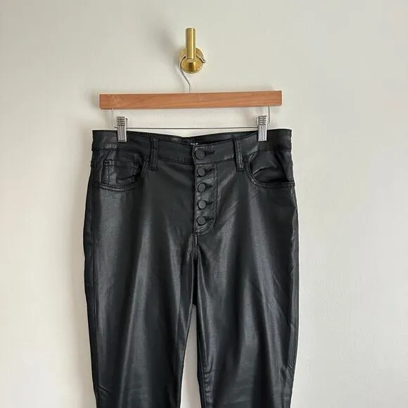 KUT From The Kloth Mia Coated High Rise Button Fly Skinny Jeans Black 6