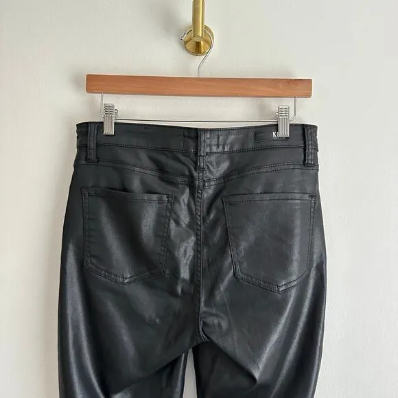 KUT From The Kloth Mia Coated High Rise Button Fly Skinny Jeans Black 6