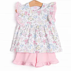Lace and Lillies Short Set, Pink