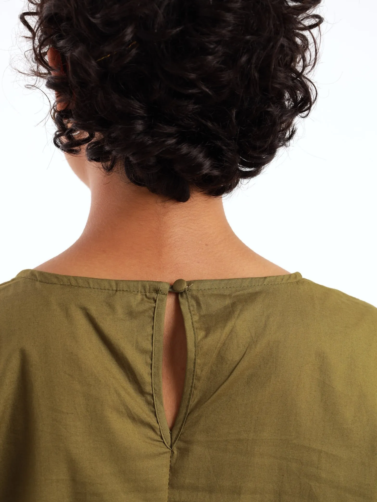 Ladies Drop Hem Poplin Shift Dress - Fatigue