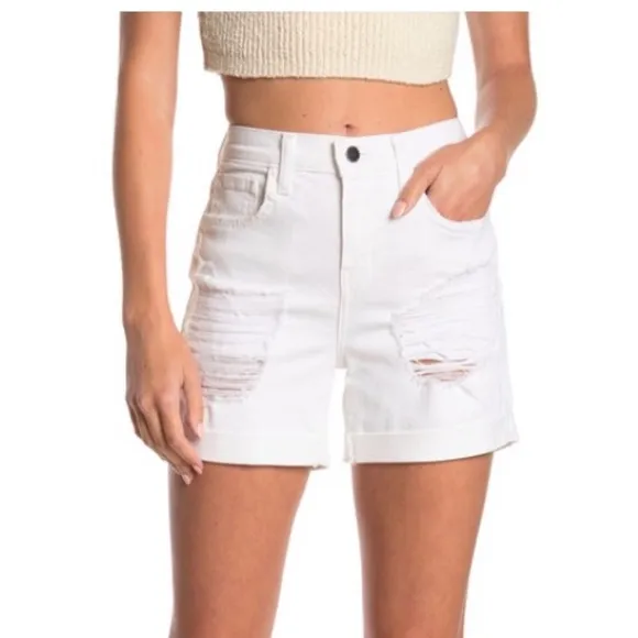 L’agence Distressed Denim Shorts