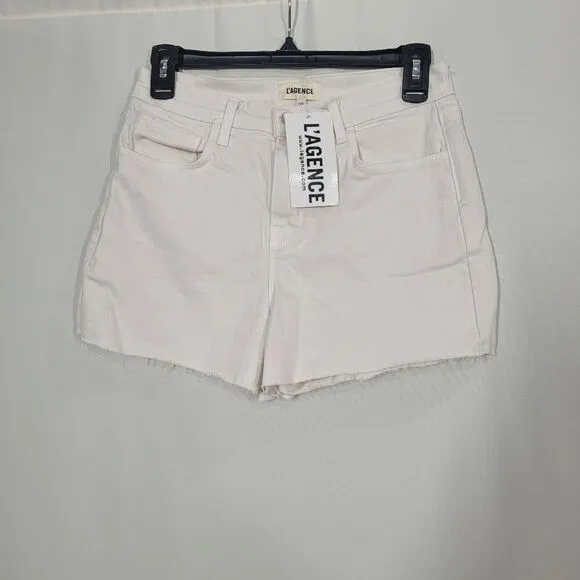 L’agence Betty Denim Shorts Size 25 Cut Off High Rise Frayed Hem Light Pink