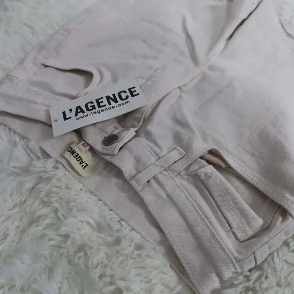 L’agence Betty Denim Shorts Size 25 Cut Off High Rise Frayed Hem Light Pink
