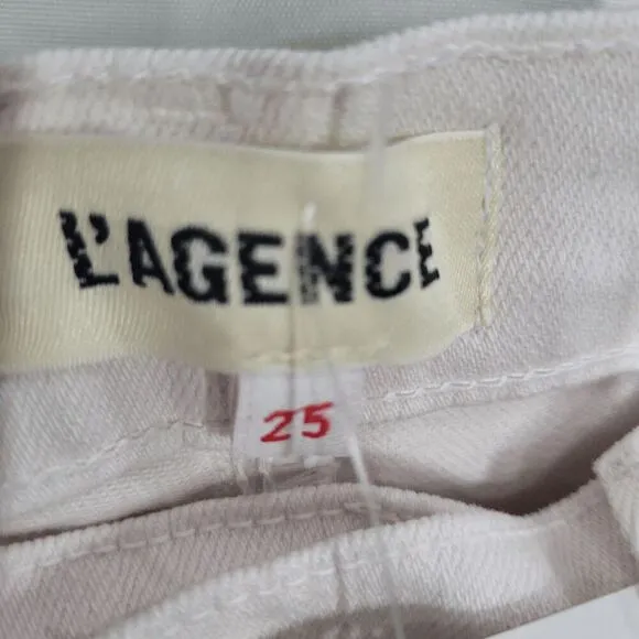 L’agence Betty Denim Shorts Size 25 Cut Off High Rise Frayed Hem Light Pink
