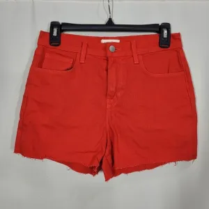 L’agence Betty Denim Shorts Size 25 Cut Off High Rise Frayed Hem Red*