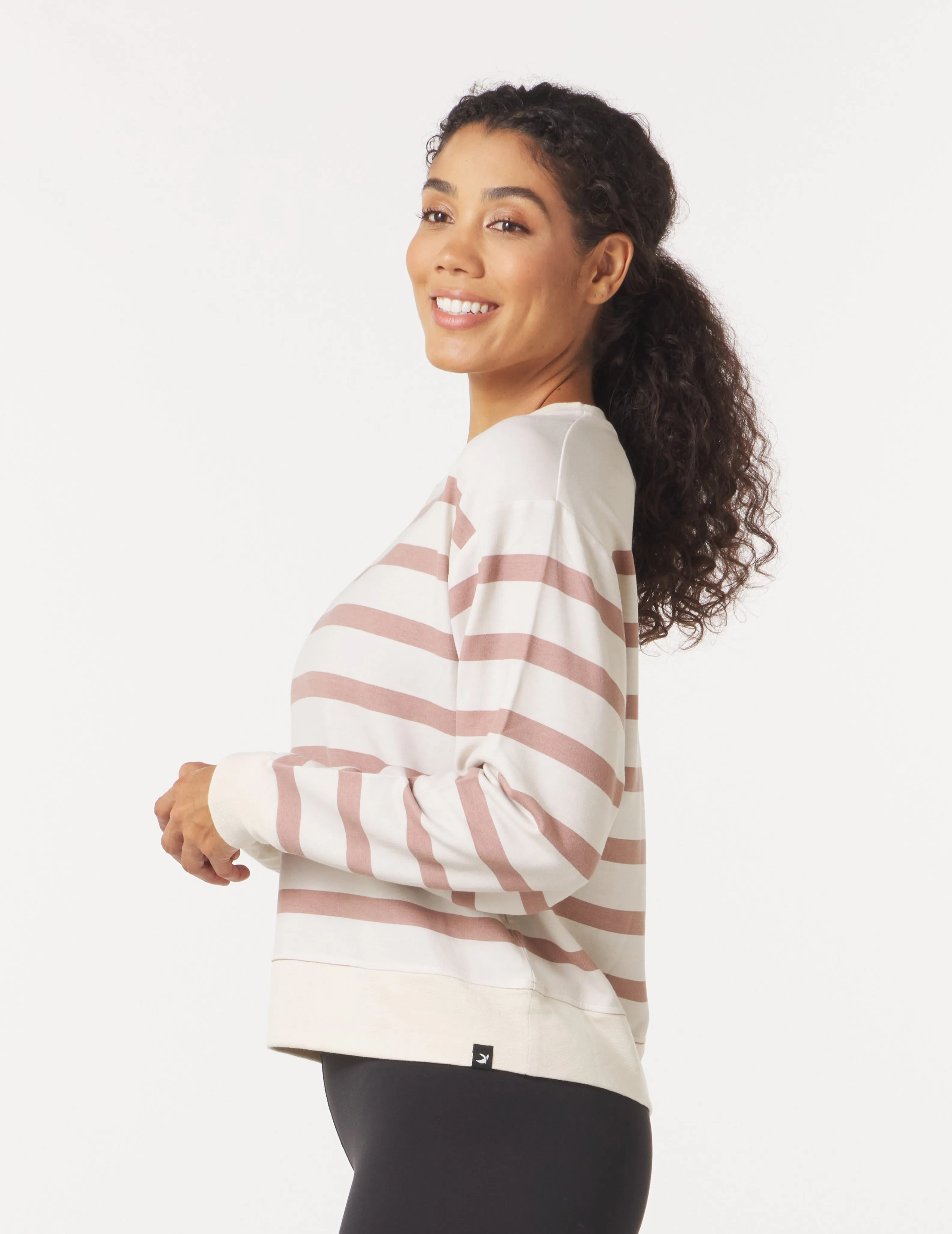 Laid Back Long Sleeve Crew: Oatmilk/Mocha
