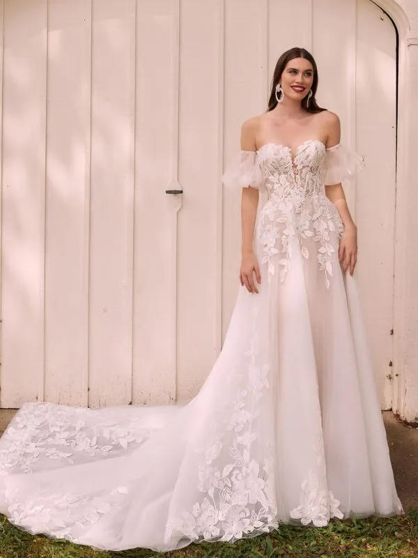 L'amour Size 14 LA22122 Taya Ivory/Skin Gown