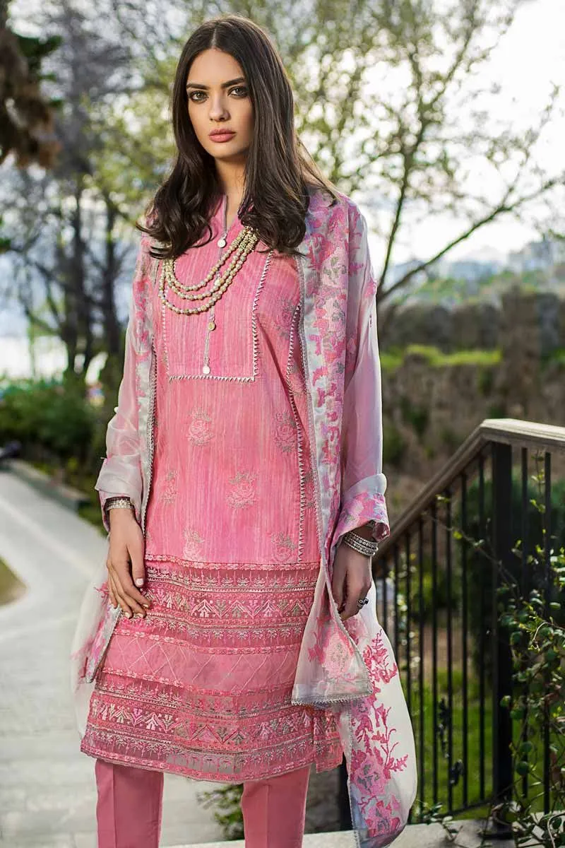 Latest Pakistani Eid dress embroidered in pink color # P2219