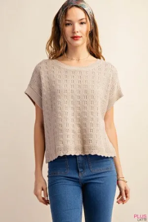 Latte Cotton Thread Texture Relax Fit Sweater Top