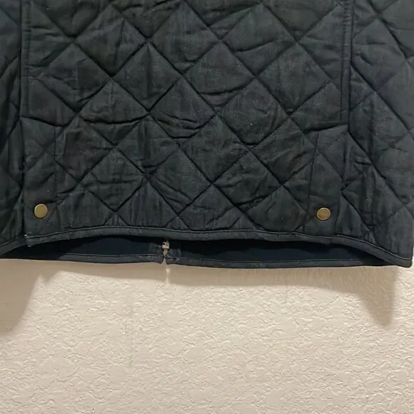 Lauren Jeans Company Western Quilted Denim Vest With Leather Trim Size Medium