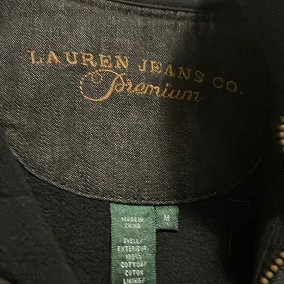 Lauren Jeans Company Western Quilted Denim Vest With Leather Trim Size Medium