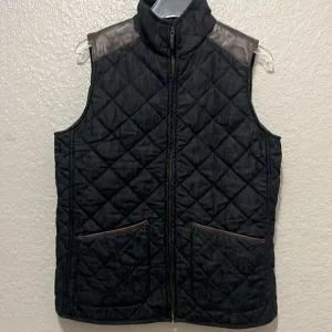 Lauren Jeans Company Western Quilted Denim Vest With Leather Trim Size Medium