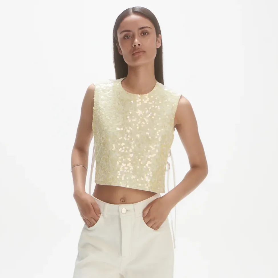 Les Coyotes De Paris Sequin Top Off White/Yellow Sequins