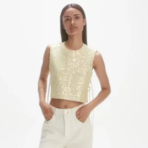 Les Coyotes De Paris Sequin Top Off White/Yellow Sequins