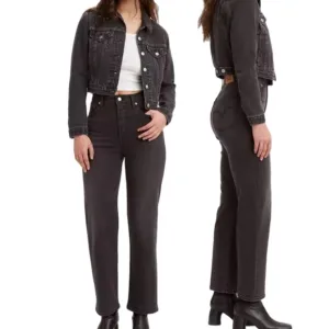 Levi’s Black Wash Ribcage Straight Ankle Jeans