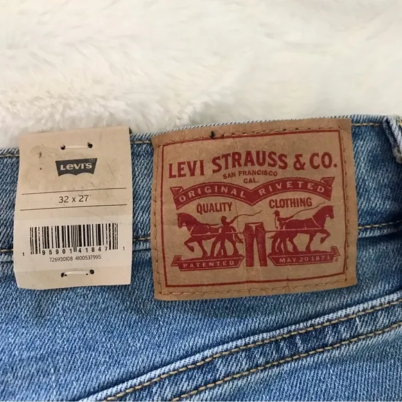 Levi’s Button Fly Ribcage Distressed Straight Ankle Jeans Size 32 x 27 NEW