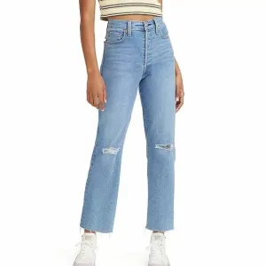 Levi’s Button Fly Ribcage Distressed Straight Ankle Jeans Size 32 x 27 NEW
