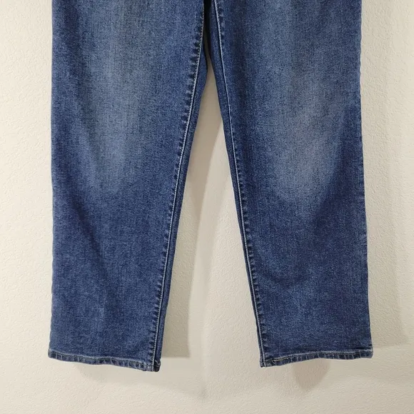 LEVI'S Ribcage straight leg button fly high rise blank red tab denim ankle jeans