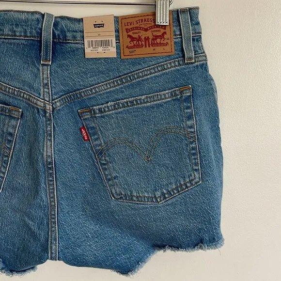 Levi's Women's 501 High Rise Distressed Cut-Off Casual Blue Jean Denim Shorts