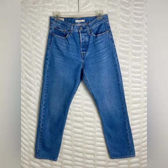 Levi’s Women’s Wedgie Straight No Stretch Button Fly Ankle Mid Rise Jeans Sz 28