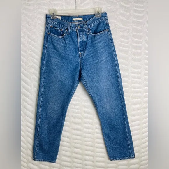 Levi’s Women’s Wedgie Straight No Stretch Button Fly Ankle Mid Rise Jeans Sz 28