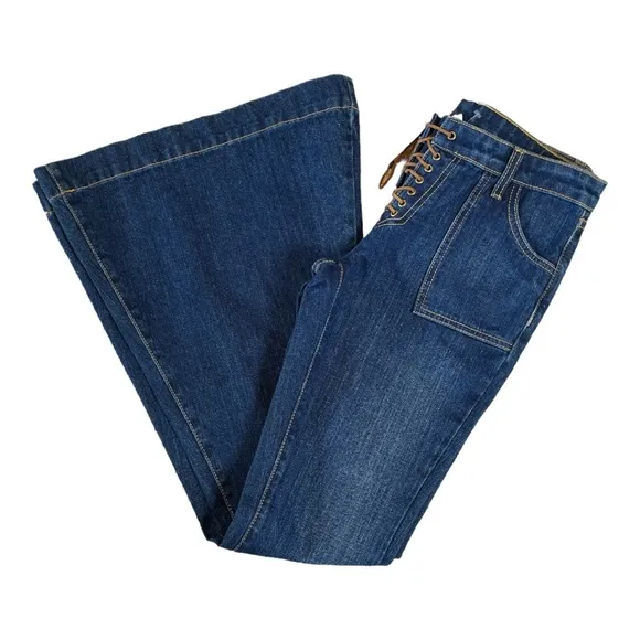 LF CARMAR RIGID DENIM LACE UP LOW RISE FLARE JEANS ** NWT**