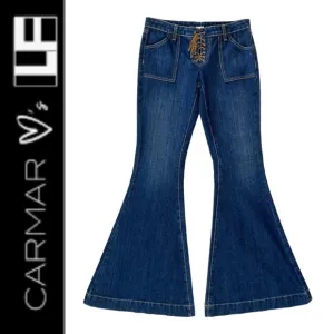 LF CARMAR RIGID DENIM LACE UP LOW RISE FLARE JEANS ** NWT**