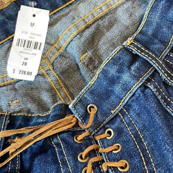 LF CARMAR RIGID DENIM LACE UP LOW RISE FLARE JEANS ** NWT**