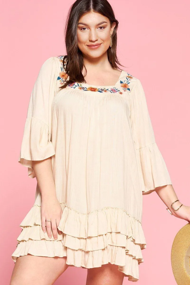 Light Up The Room With This Beautiful Floral Embroidered Shift Dress