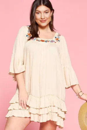 Light Up The Room With This Beautiful Floral Embroidered Shift Dress