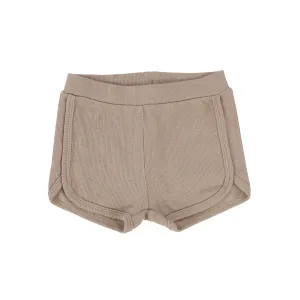Lil Legs Ribbed Track Shorts - Latte