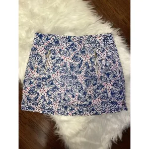 Lilly Pulitzer Indigo Star Crush Blue Pink Nautical Golf Marigold SKORT Skirt 4