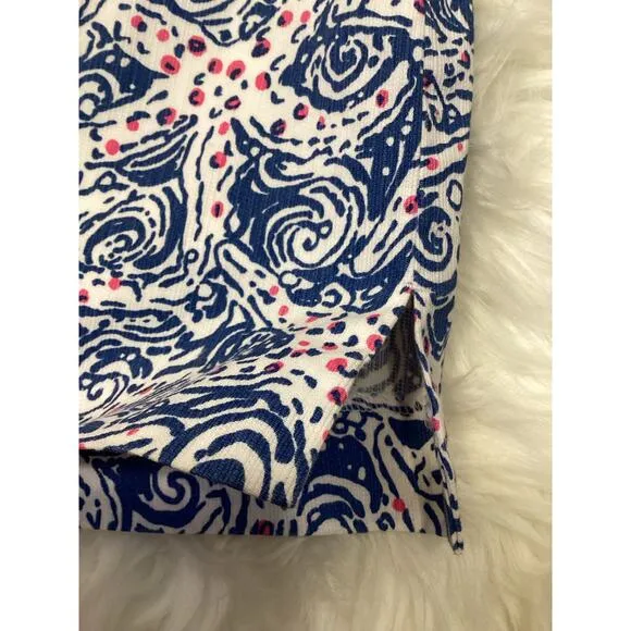 Lilly Pulitzer Indigo Star Crush Blue Pink Nautical Golf Marigold SKORT Skirt 4