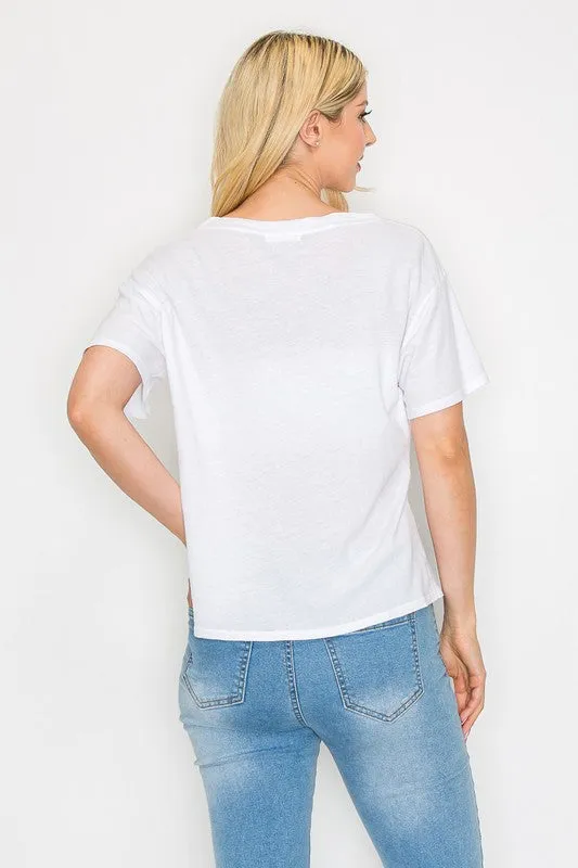 Linen Garment Dye S/S V-Neck