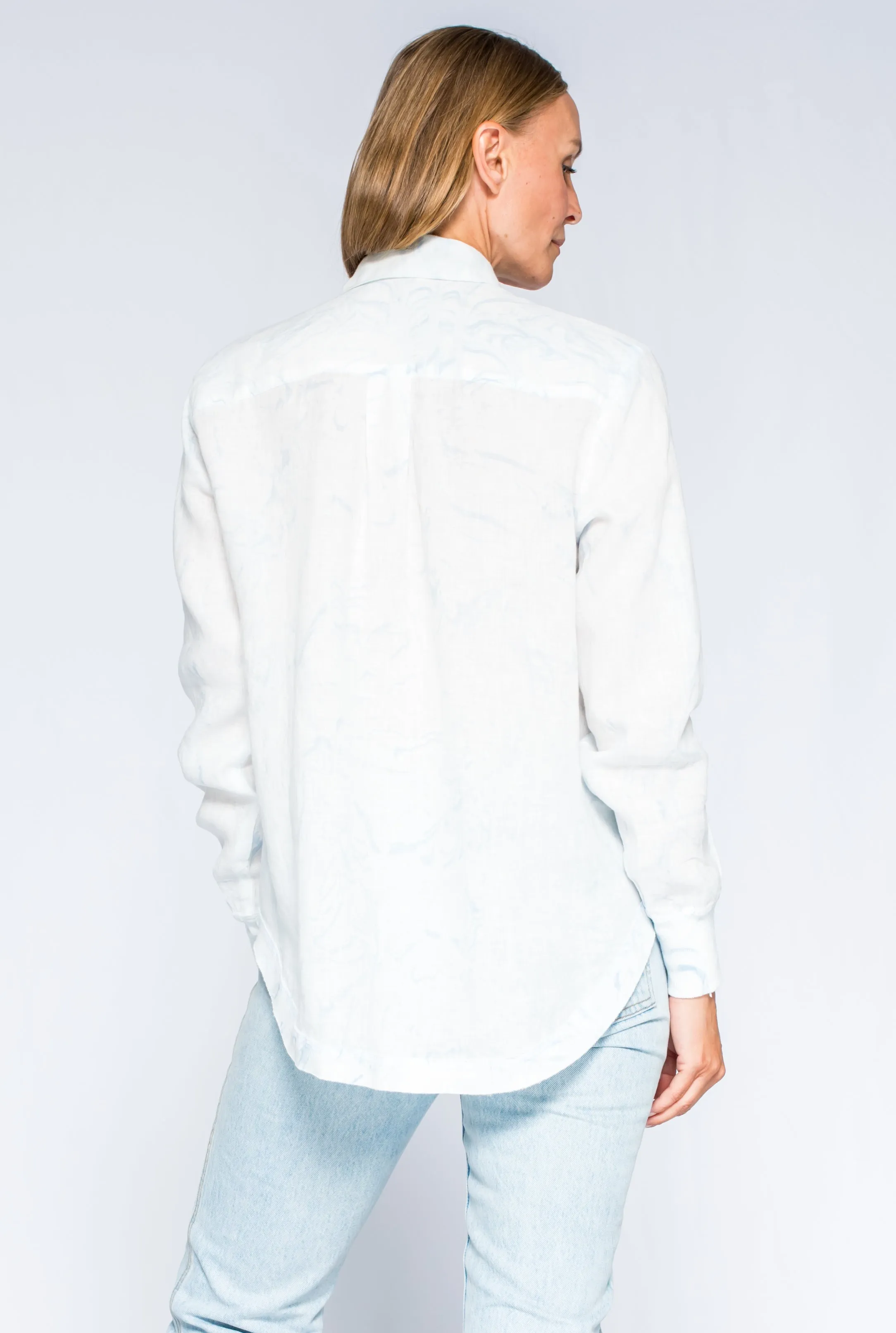 Linen Rib Mix LS Marble Dye Top