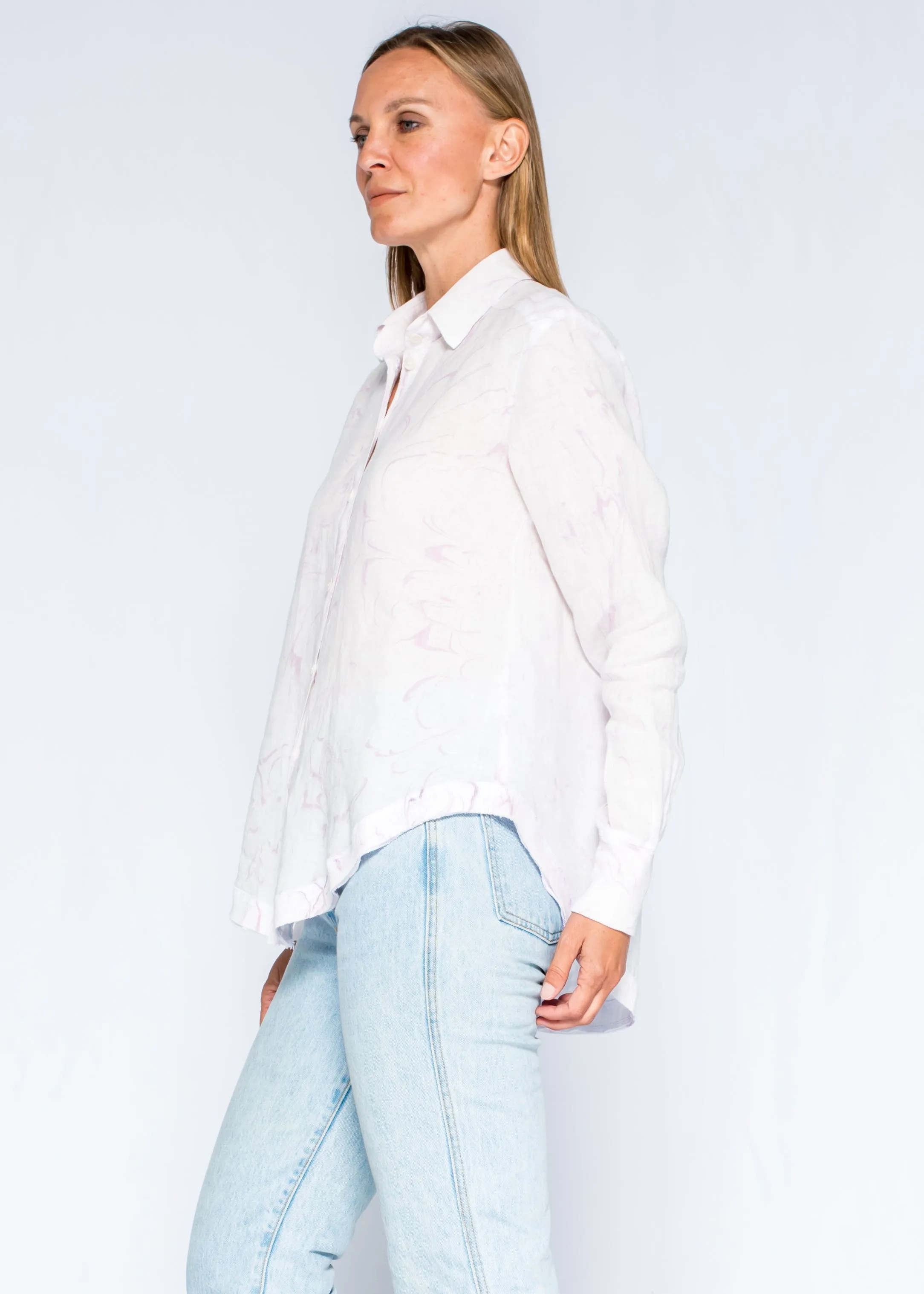 Linen Rib Mix LS Marble Dye Top