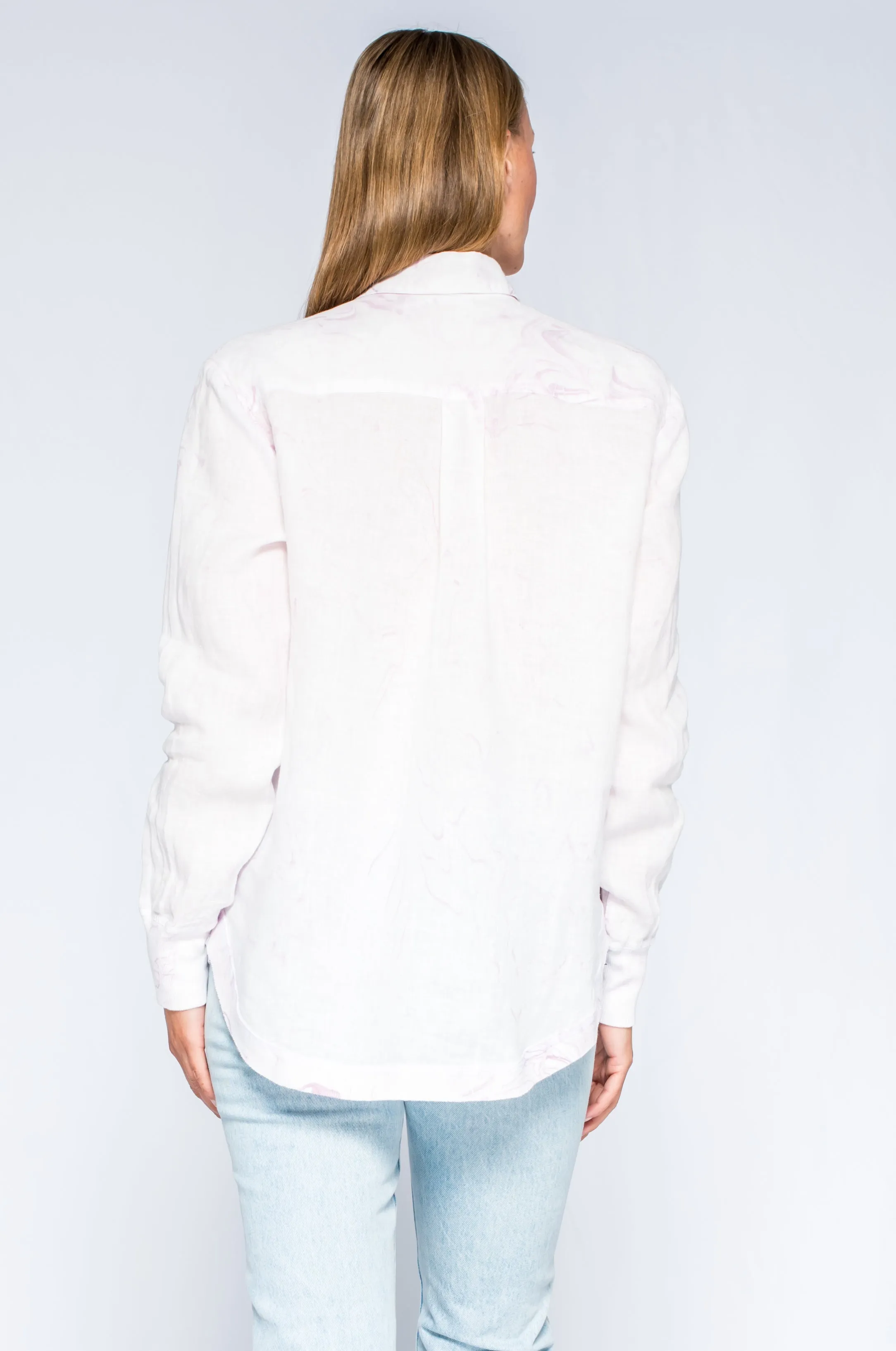 Linen Rib Mix LS Marble Dye Top