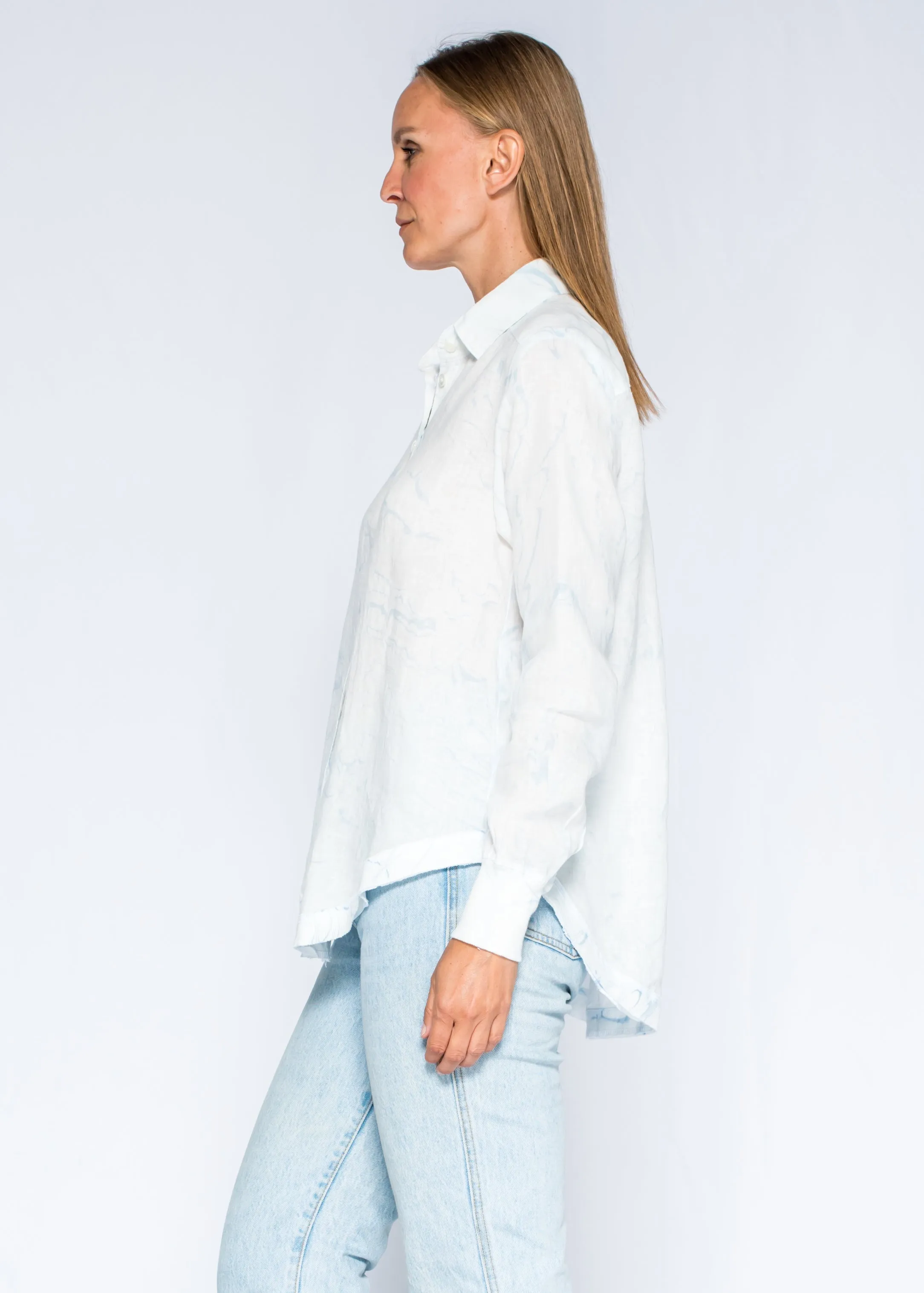 Linen Rib Mix LS Marble Dye Top