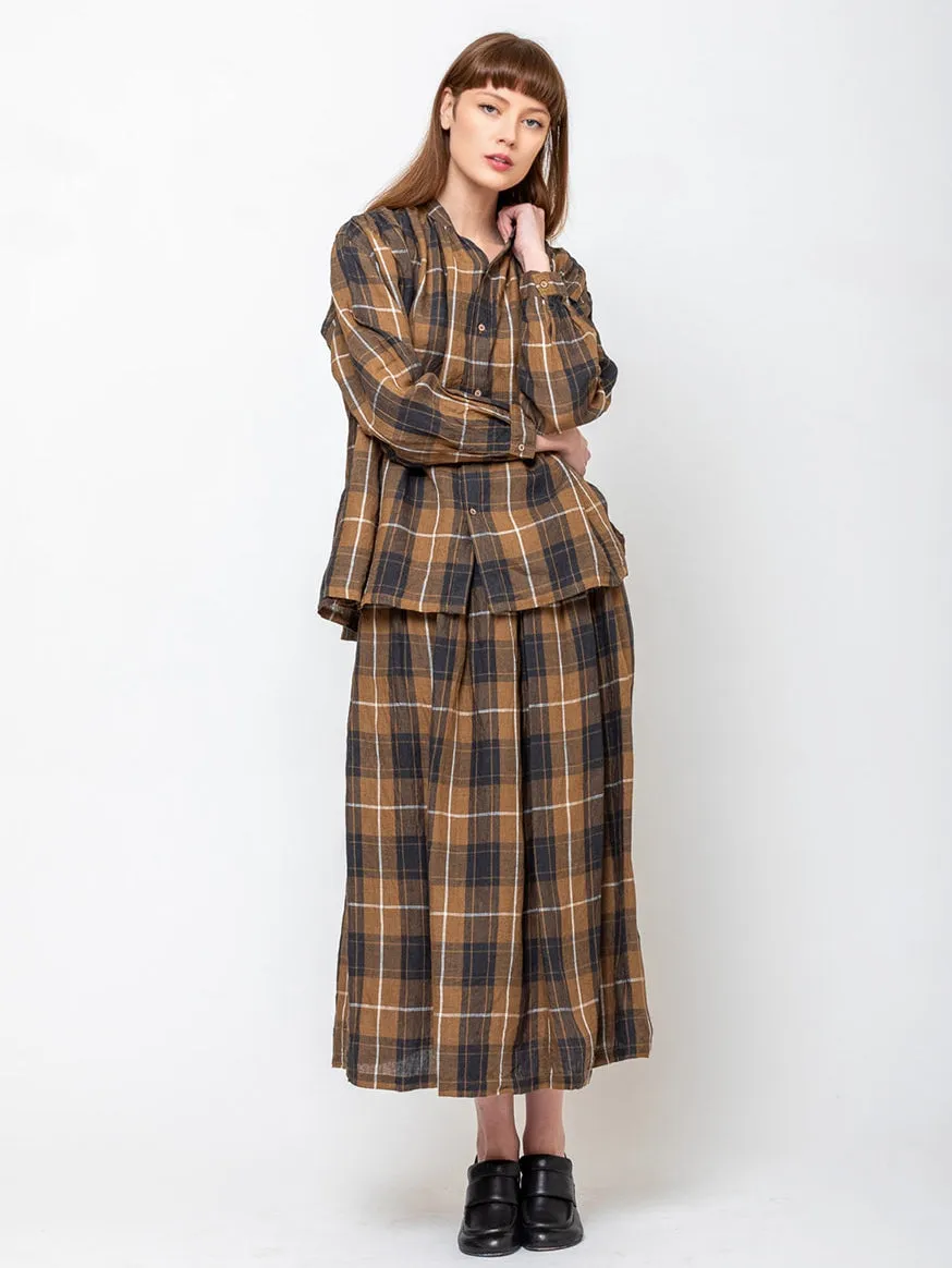 Linen Shirt - Brown Plaid