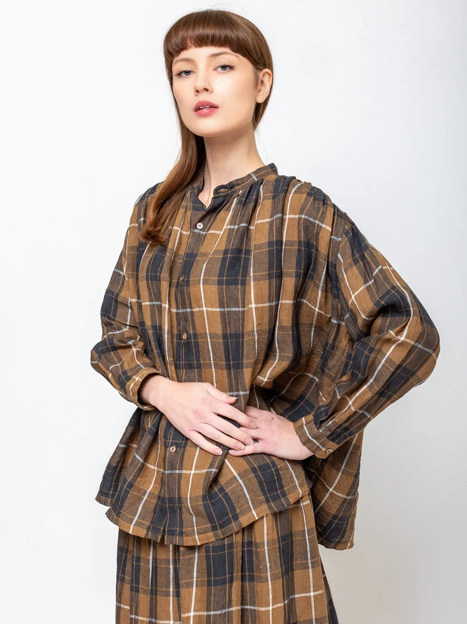 Linen Shirt - Brown Plaid