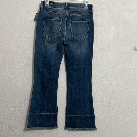 Liverpool Gia Glider The Crop Flare Cartersville Blue Fray Hem NWT