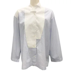 Loewe Blue / White Striped Asymmetric Cotton Blouse