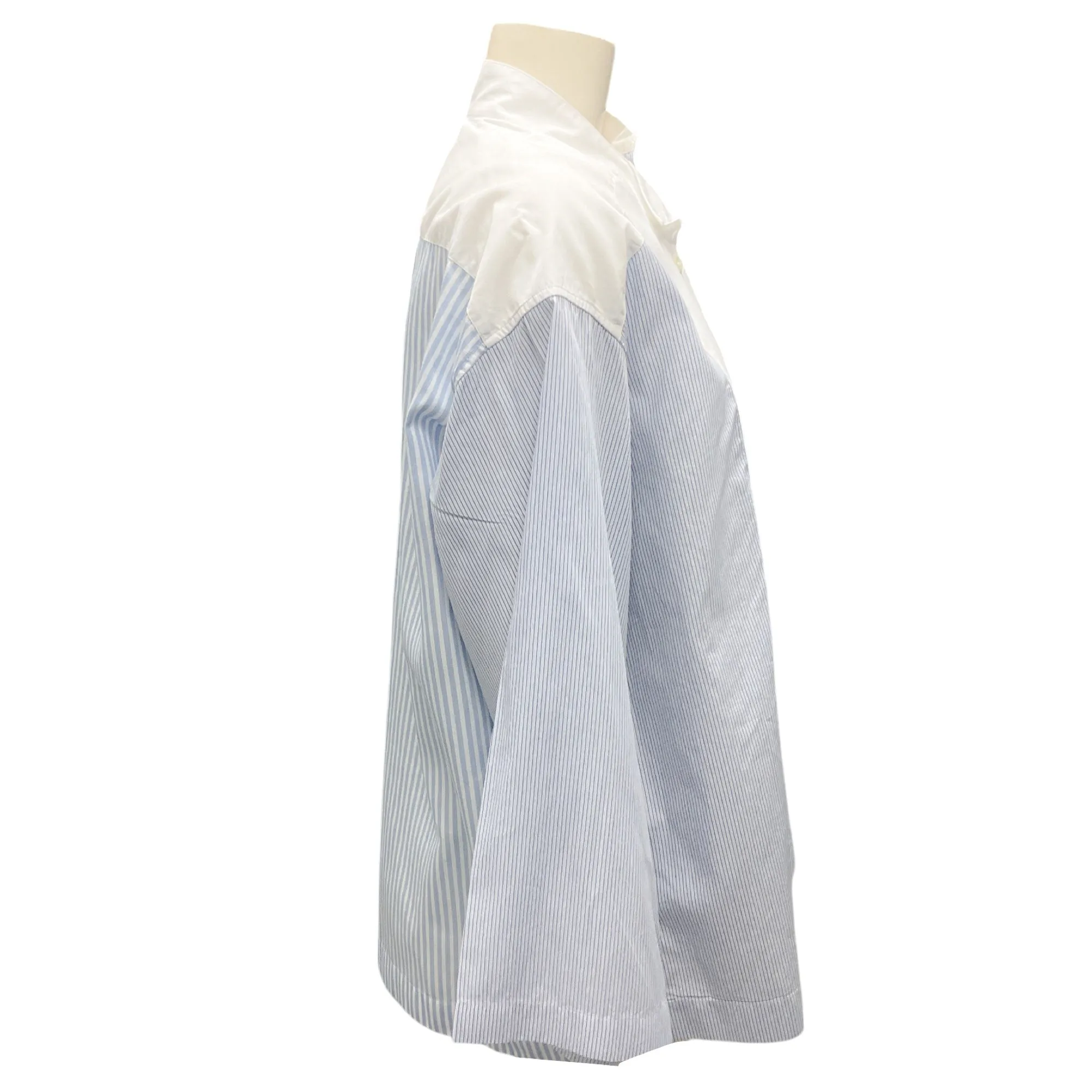 Loewe Blue / White Striped Asymmetric Cotton Blouse