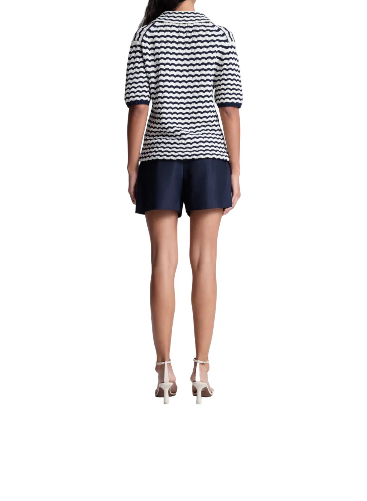 Logan Striped Cotton Oversized Knit Top - Navy Stripe