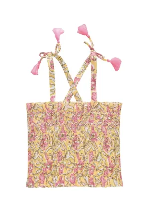 Louise Misha - Malika Cotton Crinkle Top - Lemon Patchouli Spring