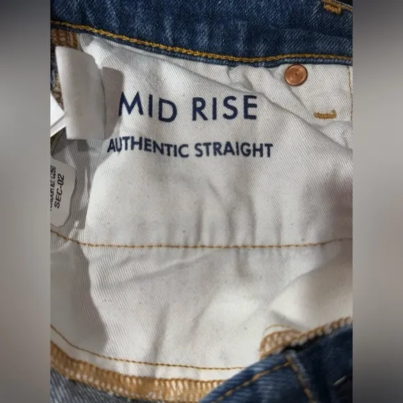 Lucky Brand Authentic Mid Rise Straight Leg Jeans Size 00/24  rhinestone